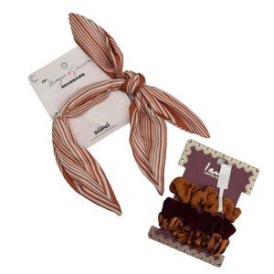 Morgan Simianer XO Scunci Striped Bow Headband and I Am Scrunchies 3 Pack Lot